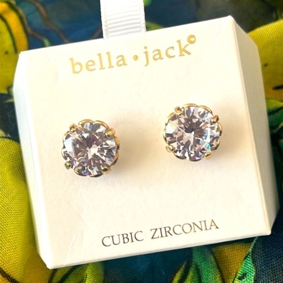 Brand New Bella Jack Cubic Zirconia Large Half Inch Studs Sparkly Post Earrings - Picture 4 of 16